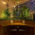 【フリーWi-Fi・全卓コンセント完備】たくさんの観葉植物を目の前に、ボタニカルな雰囲気満点のカウンター席。広々としたテーブルで優雅なカフェタイムはいかがですか？