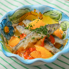 稚鮎と甘夏みかん初夏野菜を使ったカルピオーネ