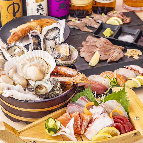 新鮮な海鮮を堪能♪ついに難波へ出店！和牛や寿司など自慢の逸品を取り揃えています！