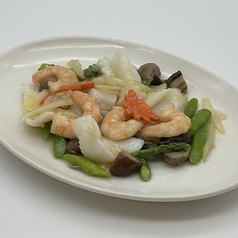 季節野菜と海鮮3種の炒め ／季節野菜と貝柱の炒め