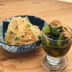 ツルムラサキのおひたし 金糸瓜と春雨のサラダ