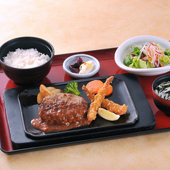 ハンバーグ&エビフライ定食