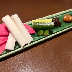 自家製味噌三種と野菜スティック