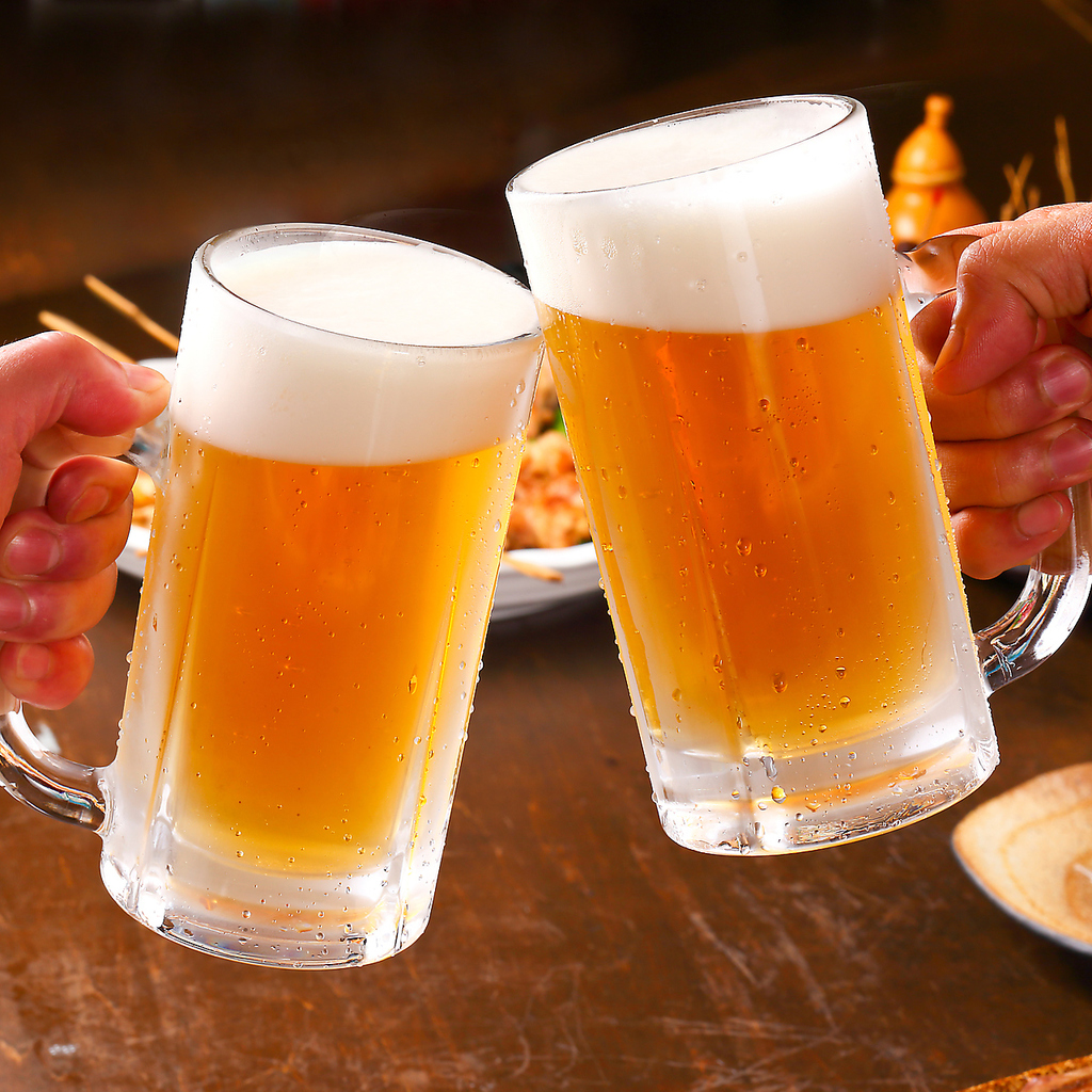 ビールをはじめワイン、焼酎、日本酒など全60種類以上の飲み放題メニューをご用意