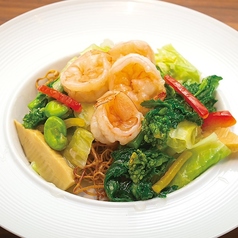 春野菜と大海老のあんかけ焼きそば