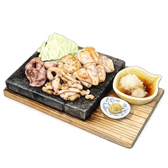 大山鶏3種溶岩焼き