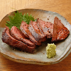 牛ハツのレアステーキ