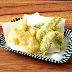 タケノコとスナップエンドウの天ぷら