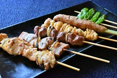 串盛り6品(鶏、豚、砂肝、鶏皮、つくね、本日の野菜串)