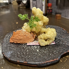 鱧のフリット　ドライトマトとアンチョビソース