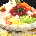 誕生日等のお祝い事にお勧め♪豪華寿司ケーキは3～4人前2000円/6～7人前3000円!!前日までに要予約