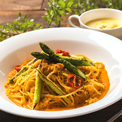 （ランチ）ズワイ蟹のトマトクリームとアスパラガス～スパゲッティーニ（5/1～6/30）