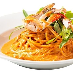 渡り蟹のトマトクリームパスタ