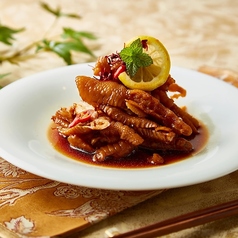 鶏のもみじレモン汁漬け/茎レタスの冷菜/上海風精進豆腐/オクラのキャビア添え