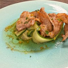 豚バラと胡瓜の粒マスタードソース