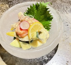 黄金ハモと夏野菜の柚子味噌和え