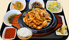 サムギョプサル野菜炒め定食(コチュジャン味・カルビ味)