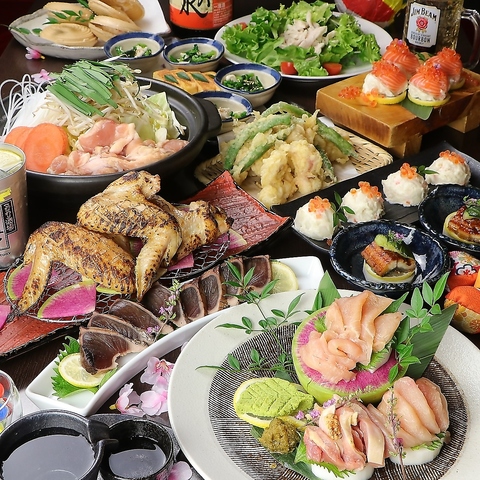 【会社宴会など◎】地鶏刺し盛り・ 備中高原鶏もも肉の炭火焼等贅沢なコース料理からコスパ追求のコース迄!の写真