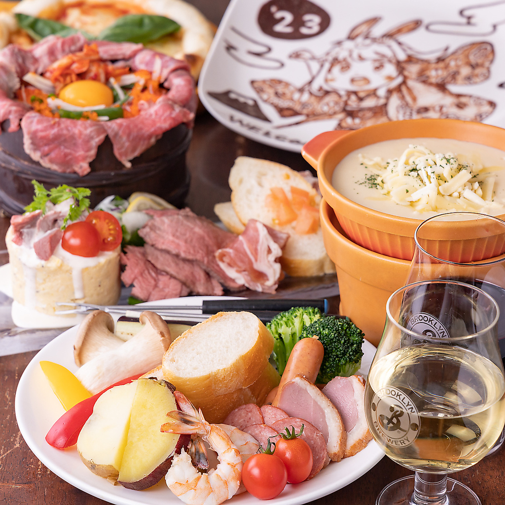 各コースに＋500円でチーズフォンデュも食べ放題に★
