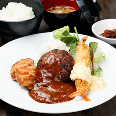 ハンバーグ&エビフライ