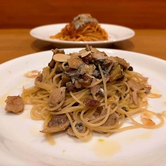 サンマと秋茄子、バジリコのペペロンチーノ