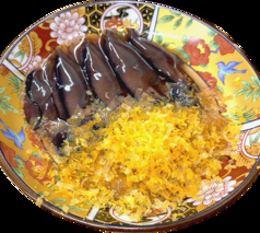 ほたるいか沖漬け鶏カラスミかけ