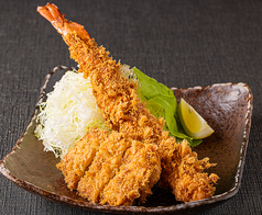 特大海老フライとひれかつ定食