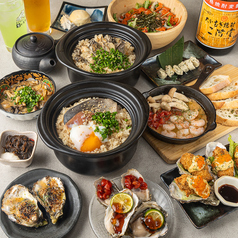 牡蠣 寿司 海鮮 土鍋ご飯 居酒屋 #カキもビールも生がスキ。天神大名店のコース写真