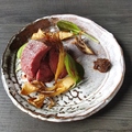 料理メニュー写真&nbsp;蝦夷鹿モモ肉 舞茸　栗とバルサミコのペースト