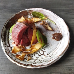 蝦夷鹿モモ肉 舞茸 栗とバルサミコのペースト