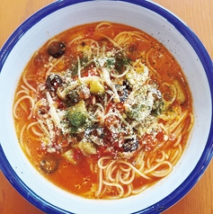 ツナと挽肉のトマトクリームスープスパゲッティ