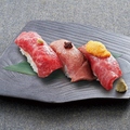 料理メニュー写真&nbsp;和牛肉寿司 3種盛合せ