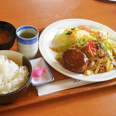 バーグそば定食