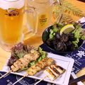 料理メニュー写真&nbsp;炭火焼堪能セット（選べるドリンク2杯＋地鶏炭火焼ハーフ＋炭火焼鳥3本）