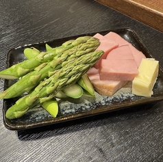 アスパラベーコン焼き/焼き野菜盛り合わせ/サバ缶トマトチーズ焼き