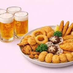 揚げ物盛り合わせ+サッポロビール 2杯 中