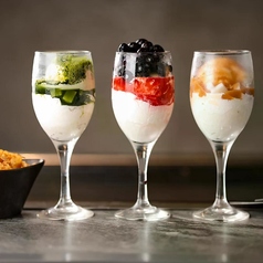 抹茶クリームもんじゃ／Wベリーもんじゃ／塩キャラメルもんじゃ