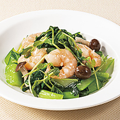 海老と2種青菜のあっさり塩炒め