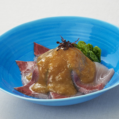 鰤と菜の花のぬた 葉にんにく味噌