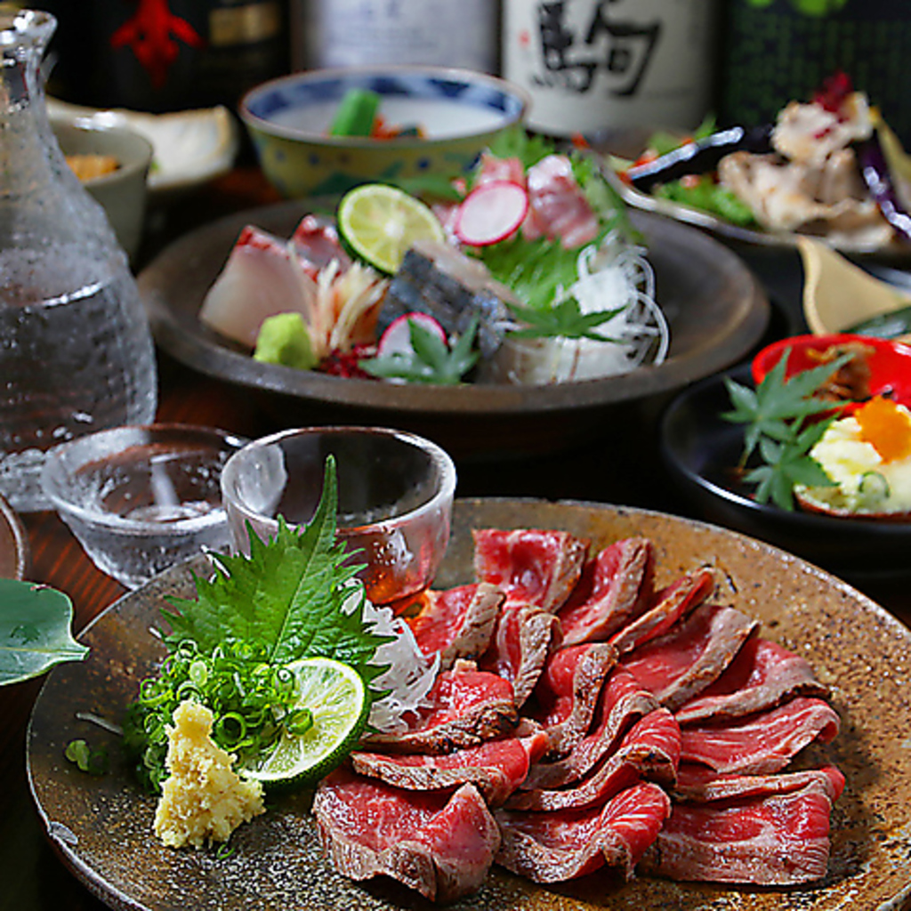 備前黒毛和牛を使ったタタキが絶品！黒毛和牛ならではのコクのある味わいをお楽しみいただけます。