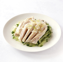 蒸し鶏の細切り葱生姜ソース