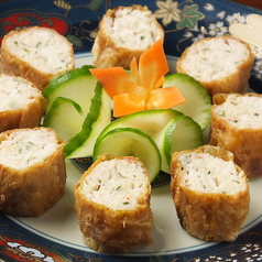 80.若鶏と海老のすり身の湯葉包み揚げ