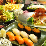 大人気♪「すしBARコース」はピザもパスタもお肉も付いて4000円→3500円飲放120分付