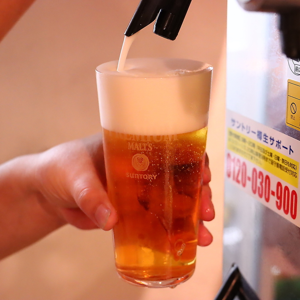 仕事終わりの一杯にキレのある冷えた生ビールをご提供！熱々の串焼きとの最高の相性をお楽しみ下さい