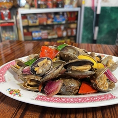 蛤のトウチと唐辛子炒め