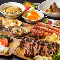 超豪華！海鮮炉端＆金目鯛の天ぷら＆牛フィレ肉のグリル