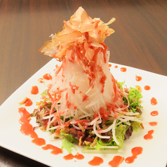 鶏節のせ大根と揚げじゃこのサラダ