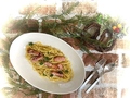 料理メニュー写真 濃厚チーズと卵黄のカルボナーラ