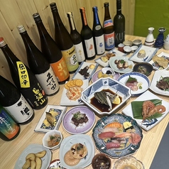 日本酒飲み放題と海鮮と寿司玉の特集写真