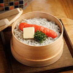 しらすと明太子バターのわっぱ飯